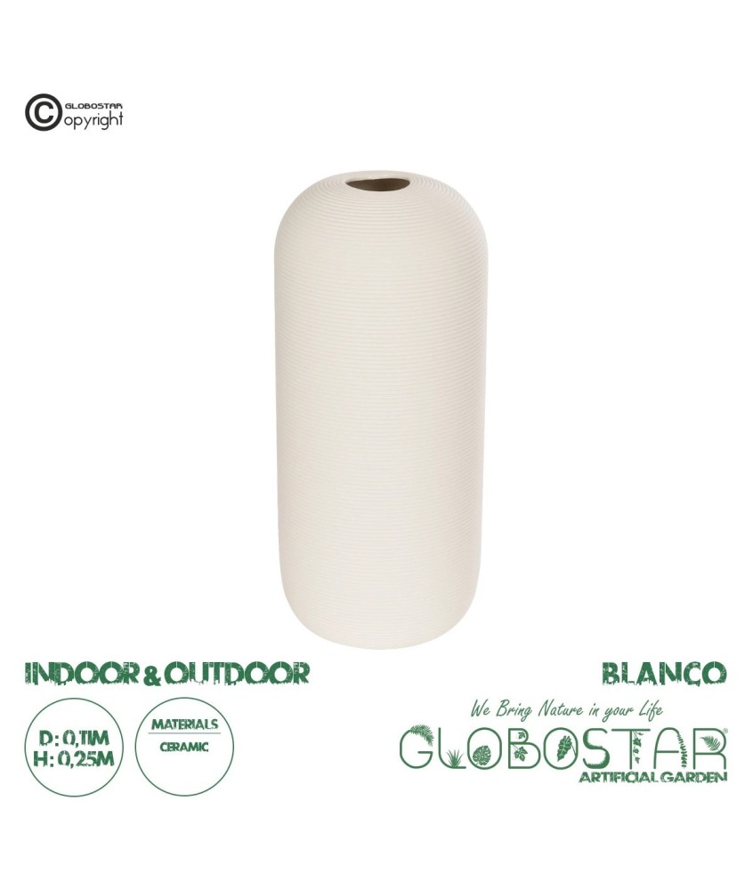 GloboStar® Artificial Garden BLANCO 21247 Διακοσμητική Κεραμική Γλάστρα Γκρι Π11 x Μ11 x Υ25 cm